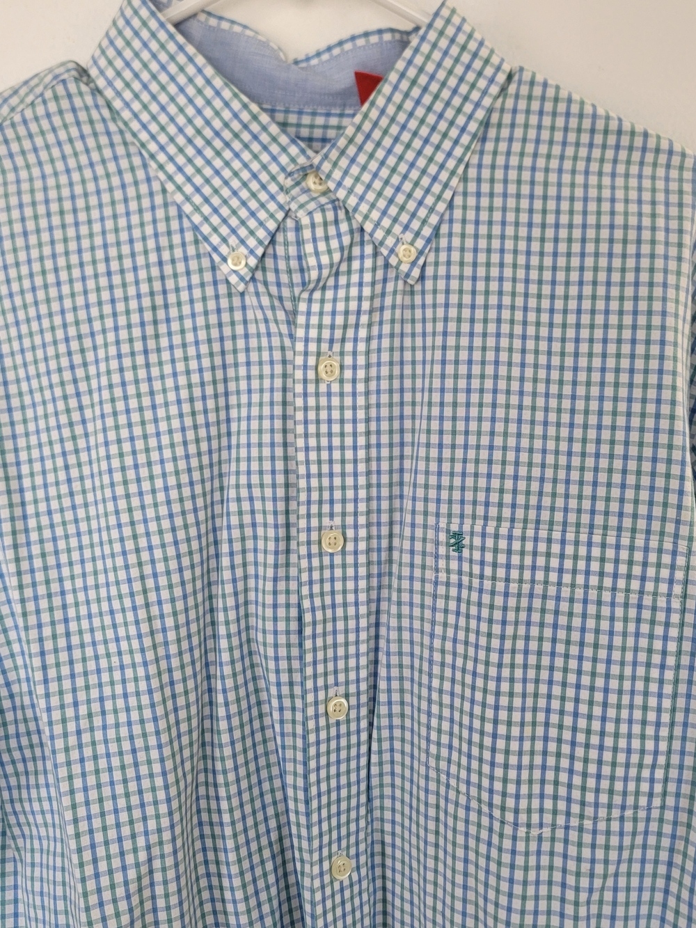 Izod Blue and Green Check Button-Down Shirt
